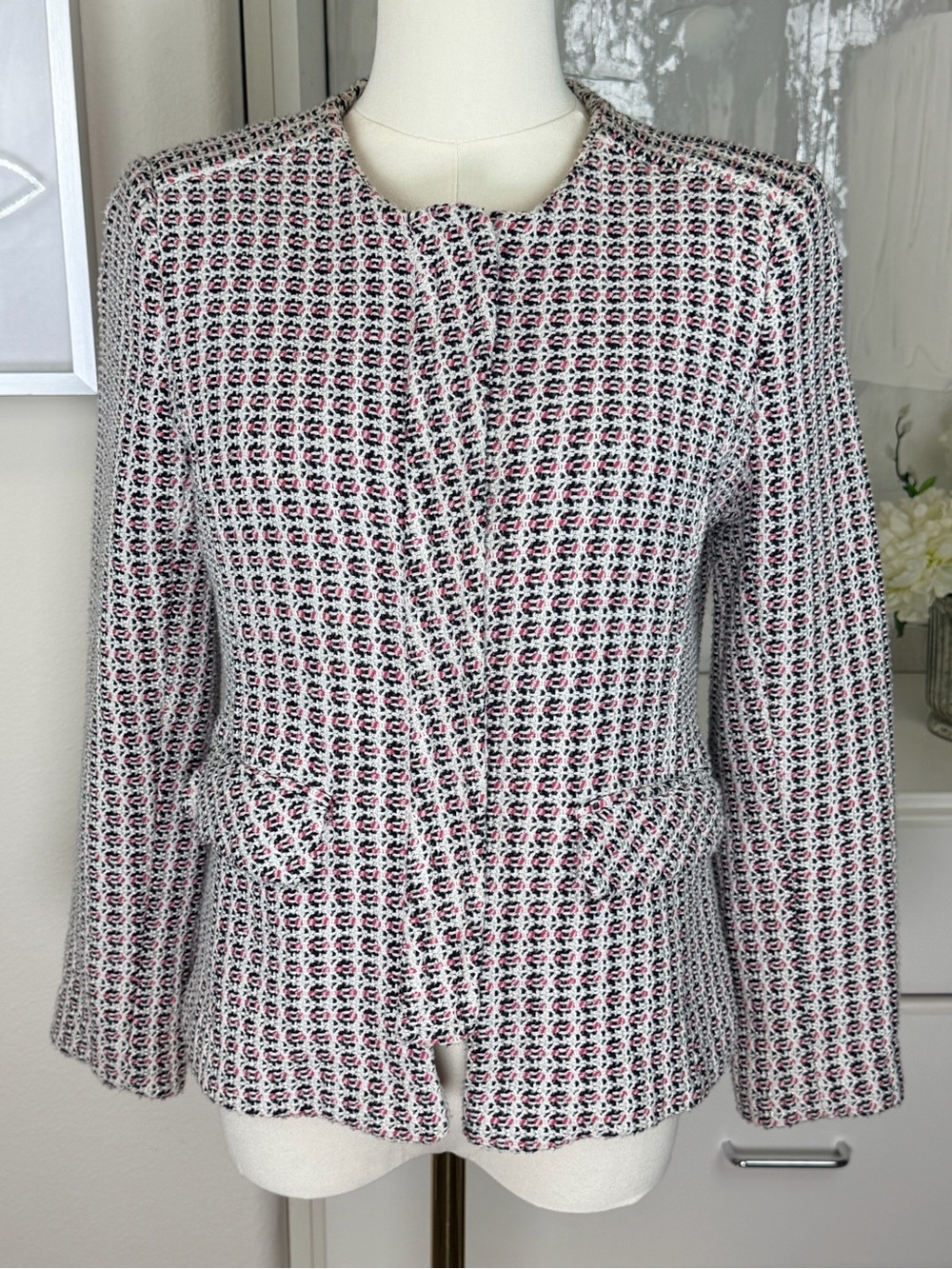 Charles Gray London Tweed Blazer Jacket Pink White Medium Made in England